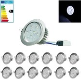 ECD Germany 12er Pack LED inbouwspots 9W 230V - Rond Ø13,5cm - 668 Lumen Koud Wit 6000K - draaibaar 30° - IP44 - plafondlamp inbouwspots