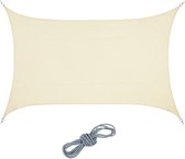 Relaxdays schaduwdoek rechthoekig - privacydoek - PES - zonnedoek - met ophangogen -beige - 5 x 7 m