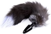 Vibrerende buttplug zwart witte staart 30 - 100 mm