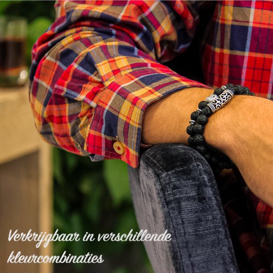 AWEMOZ Boeddha Natuursteen Armbanden - Boeddha Kralen Armbandjes - Zwart - Armband Dames - Armband Heren - Unisex - Sieraden - Cadeau