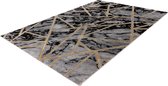 Marmaris Vloerkleed - Superzacht - Shiny - 3D effect - Marmer - Vloer - kleed - Tapijt - Karpet - 160x230 - Zwart - Grijs - Goud