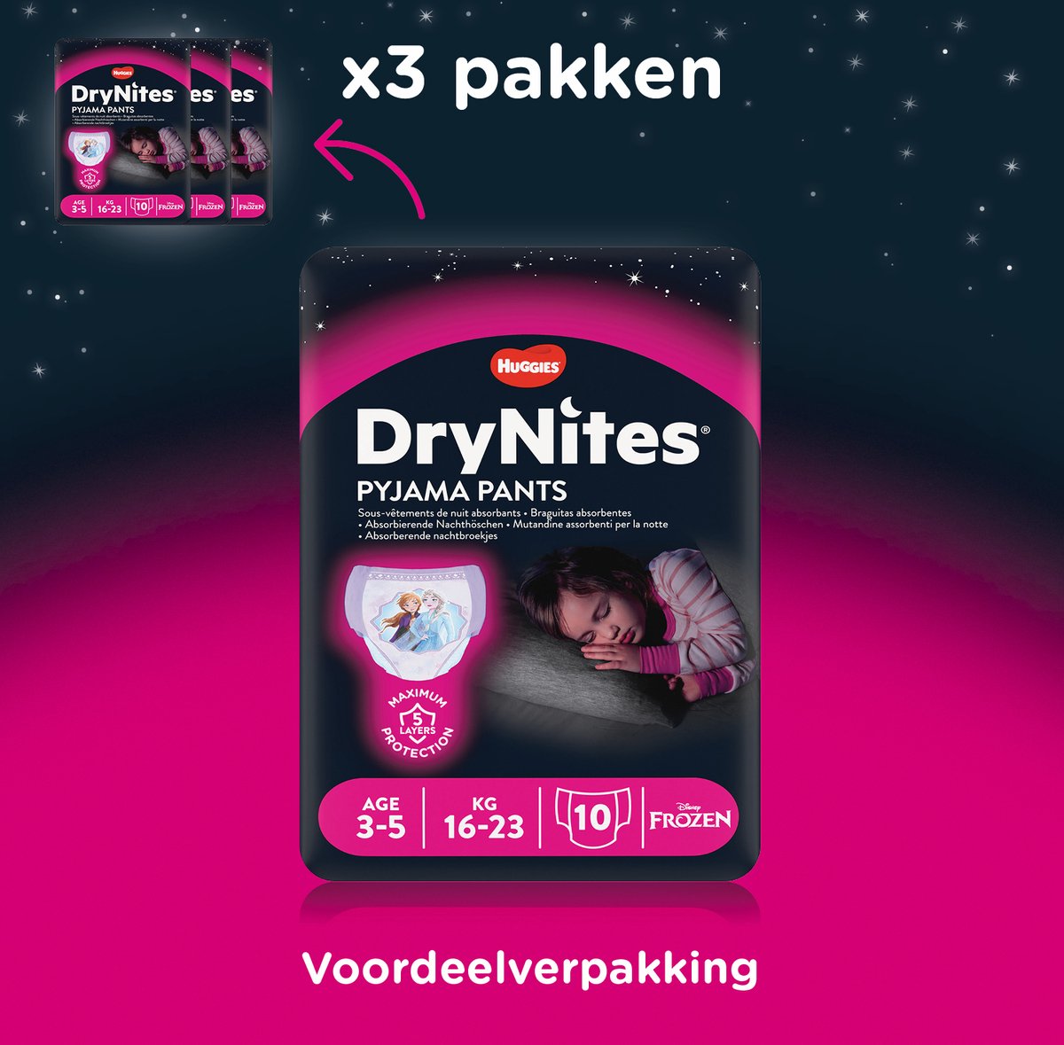 DryNites Luierbroekjes Meisjes 3 Tot 5 Jaar 16 23 Kg 30 Stuks drynites-luierbroekjes-meisjes-3-tot-5-jaar-16-23-kg-30-stuks