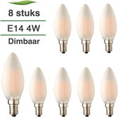 E14 LED lamp - 8-pack - Kaarslamp - Frost - 4W - Dimbaar - 2100K extra warm wit - Filament