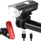 Transnect ® – Fietsverlichting LED set - 3 lichtstanden – USB oplaadbaar - Draagbaar - Waterdicht - Zwart