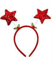 Dames Haarband Ster Rood voor Kerst - Glitter Haarband Kerst voor dames en meisjes- Diadeem/ Tiara voor volwassen en kinderen- Haaraccessoire Kerst- Verkleedpartij