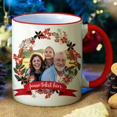 Kerst mok - Beker - Kerst mok met naam - Kerst cadeau - Gepersonaliseerd - Kerstkrans - Gratis inpakservice