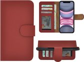 Coque iPhone 11 Pro - Bookcase - Wallet Cover Etui portefeuille en cuir véritable Rouge