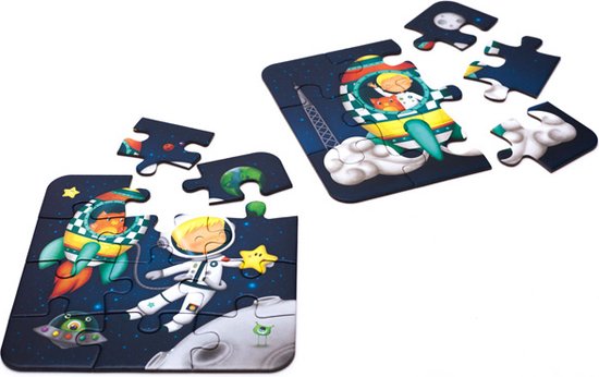 Eurekakids Puzzle 4 en 1 Astronaute - Quatre puzzles pour enfants dans une jolie boîte