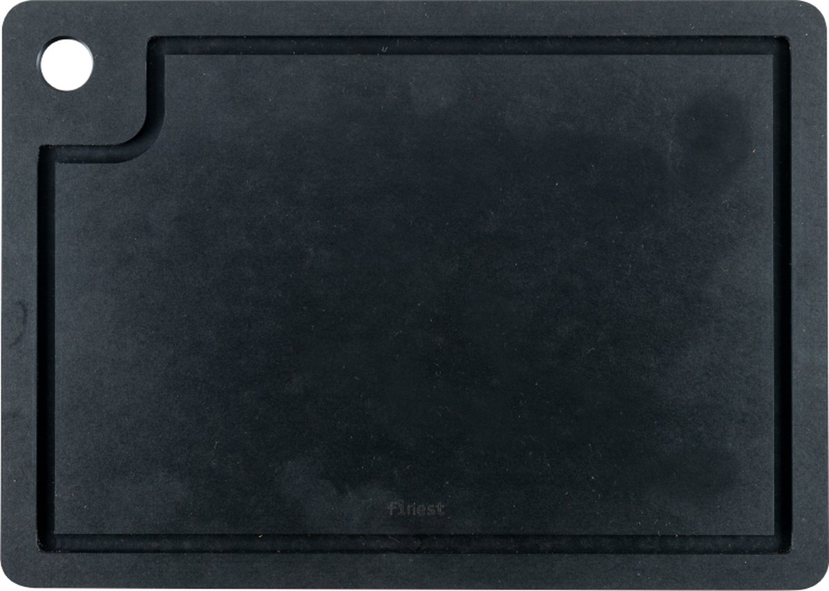 Finest by ATMK - ALKMAAR - Duurzaam & vaatwasserbestendig - borrelplank, snijplank en serveerplank met sapgeul - rechthoek - zwart - 27x45cm