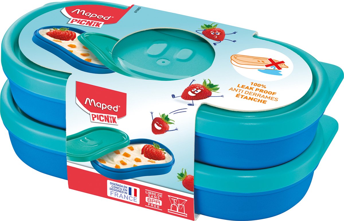 Maped M870903, Doos, Rechthoekig, 0,15 l, Aqua-kleur, Blauw, ABS kunststof, Polypropyleen (PP), Silicone, 2 stuk(s)