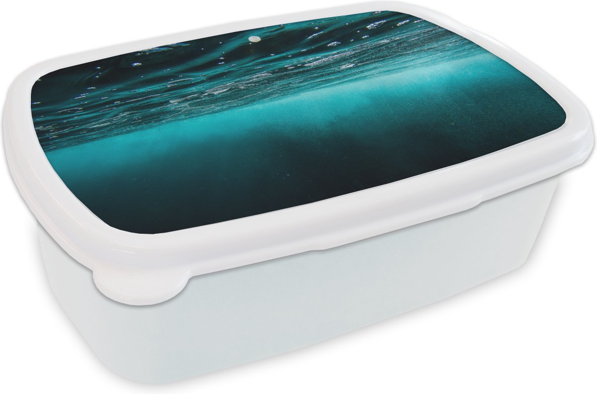 Broodtrommel Wit - Lunchbox - Brooddoos - Zee - Onderwater - Blauw - 18x12x6 cm - Volwassenen