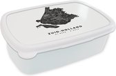 Broodtrommel Wit - Lunchbox - Brooddoos - Zuid-Holland - Wegenkaart - Zwart - Wit - 18x12x6 cm - Volwassenen