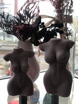 SET 2x Majestic Monica body candle 10,5 and 12cm (glitter inhoud) - lichaam kaars - torso vrouw - bruin