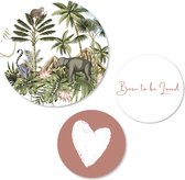 Muurcirkel Jungle olifant - Safari - Roze - Babykamer decoratie - Wandcirkel - Jungle decoratie - Muurstickers kinderkamer