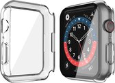 Hoesje voor Apple Watch Series 7 41 mm, Glazen Screenprotector voor Apple Watch Series 7 41mm, iWatch 7 41 mm Siliconen Hoesje en Screen Protector in 1, Doorzichtig Glas Cover voor