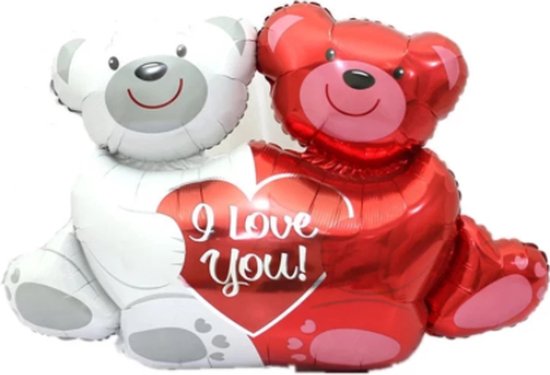 I Love You Beren ballon - XXL - 76x100cm - Moederdag cadeautje - Folie ballon - Love - Liefde - Huwelijk - Verrassing - Cadeau - Ballonnen - Hart - Beren - Helium ballon - Leeg - Valentijnsdag cadeau - Valentijn