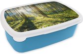 Broodtrommel Blauw - Lunchbox - Brooddoos - Bos - Zon - Zomer - 18x12x6 cm - Kinderen - Jongen
