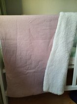 Wiegdeken - Wagendeken 70 x 100 cm - Babycreatiesbylaura - Oud roze / Hartjes