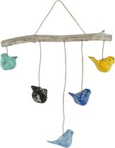 Hangmobiel  - Vogels - Hout - Meerkleurig - 43x33x5 cm - Indonesie - Sarana - Fairtrade