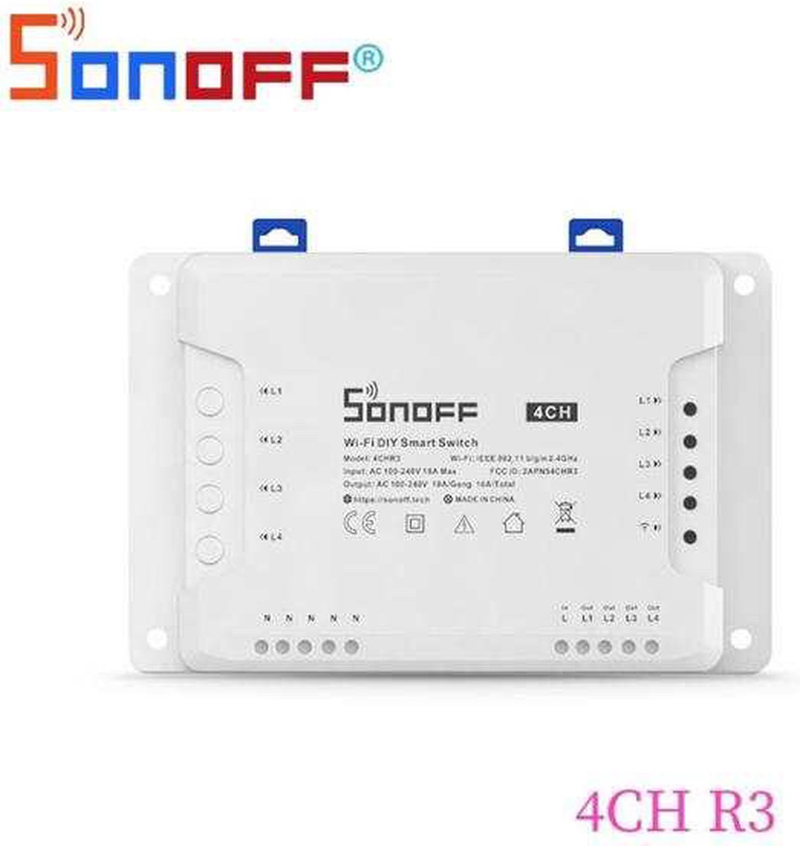 Sonoff - 4CH - 4 Gang Smart Schakelaar - Inching | Interlock | Self-locking - Bedien apparaten in huis met je smartphone