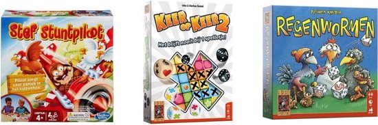 Afbeelding van het spel Spellenbundel - Dobbelspel - 2 Stuks - Keer op Keer 2 & Regenwormen & Stef Stuntpiloot