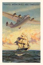 Pocket Sized - Found Image Press Journals- Vintage Journal Airplane and Sailing Ship Travel Poster