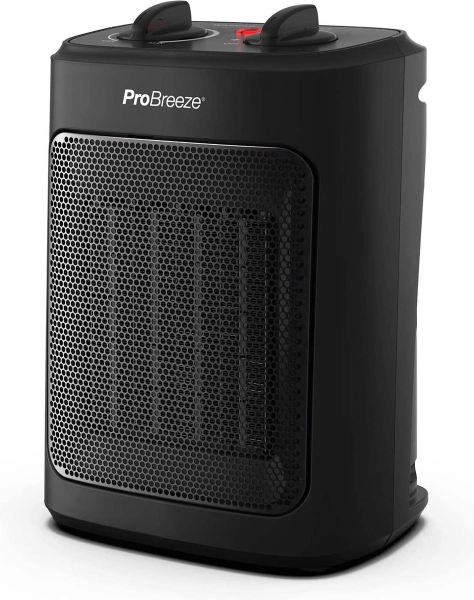 Pro Breeze 2000 W Mini Keramische Ventilatorkachel - 3 Warmtestanden, Ventilatorstand, Ingebouwde Bescherming tegen Oververhitting en Kanteling, Elektrische Verwarming voor Thuis, Kantoor, Slaapkamer - Zwart