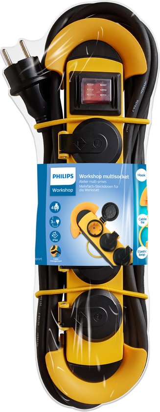 Multiprise Philips 5 voies - SPN3052WB/10 - 230V - Wit - avec USB