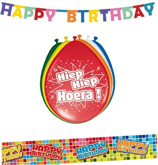 Joyeux Anniversaire Hip Hip Hourra Ruban De Distribution Ballons Anniversaire Bol Com