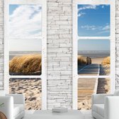 Zelfklevend fotobehang -  Strand , Uitzicht uit een raam  , Premium Print