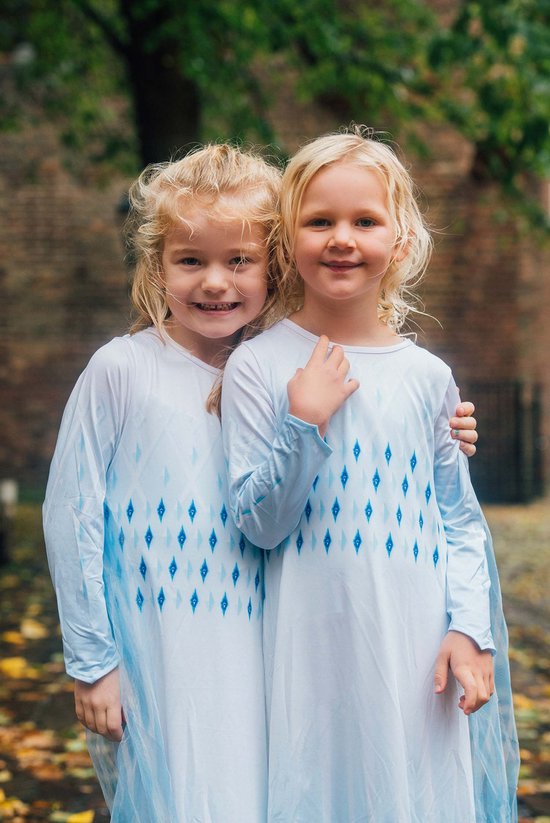 Elsa Frozen - Robe de princesse - Déguisements - Taille 92/98(100) - Kroon en peluche (diadème) - Baguette magique - Elsa Braid - Ensemble d'accessoires de princesse
