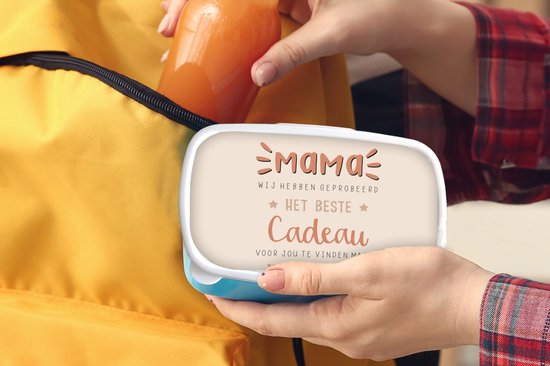 Lunch box Blauw - Lunch box - Boîte à pain - Maman - Citations - Proverbes - Maman tu nous as déjà - 18x12x6 cm - Enfants - Garçon