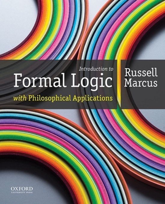 Couverture du livre 'Introduction to Formal Logic with Philosophical Applications' de Russell Marcus, avec un fond stylisé de spirales de papier colorées.