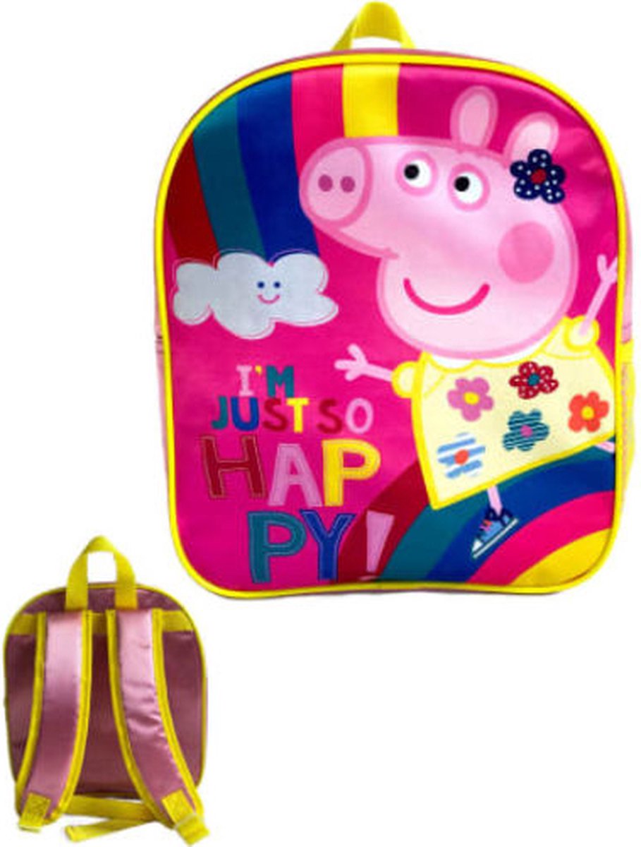 Peppa Pig Happy rugtas - 30 x 25 cm. - Peppa Big rugzak - roze