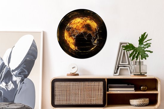 Terre d'or sur fond noir Assiette en plastique cercle mural ⌀ 60 cm - impression photo sur cercle mural / cercle vivant (décoration murale)
