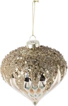 Oneiro's luxe kerstbal SEBYO Multi – ø80 mm - PER 1 STUK antraciet - grijs - zwart - kerstbal - luxe verpakking – kerstcollectie – kerstdecoratie – kerstboomhanger – kerstversiering - goud