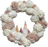 Kerstkrans | Roze  | Wit | Stof | Ø50CM | Kerstkabouter | Gnoom | Kerstboompjes | Deurkrans | Kerstdecoratie | Kerstversiering | Kerstmis | Feestdagen |Kerst | Feestdagen | Winter