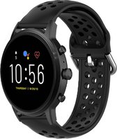 Siliconen Smartwatch bandje - Geschikt voor  Fossil Gen 5 siliconen bandje met gaatjes - zwart - Strap-it Horlogeband / Polsband / Armband