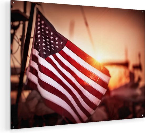 Artaza Glasschilderij - Amerikaanse Vlag - Verenigde Staten - Plexiglas Schilderij - Foto op Glas