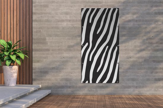 Décoration murale d'extérieur Animaux - Imprimé zèbre - Zwart - 80x160 cm - Toile de jardin - Poster extérieur