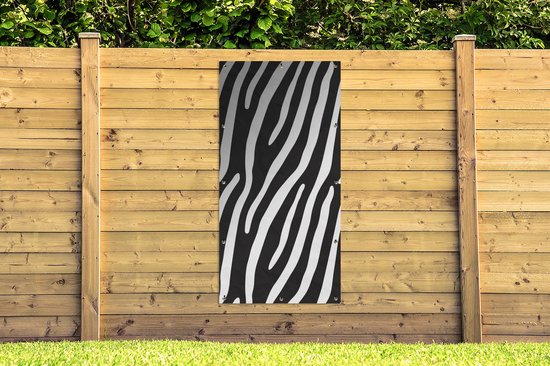 Décoration murale d'extérieur Animaux - Imprimé zèbre - Zwart - 80x160 cm - Toile de jardin - Poster extérieur