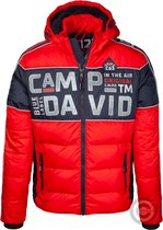 Camp David, gewatteerd jack met afneembare capuchon, Rood (XL)