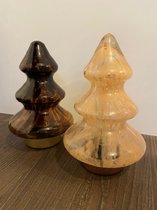 Light&Living - glazen Kerstbomen set 2 - gevlamd glas CARAMEL/BRUIN - ledverlichting