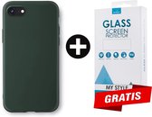 Siliconen Backcover Hoesje iPhone 7 Groen - Gratis Screen Protector - Telefoonhoesje - Smartphonehoesje