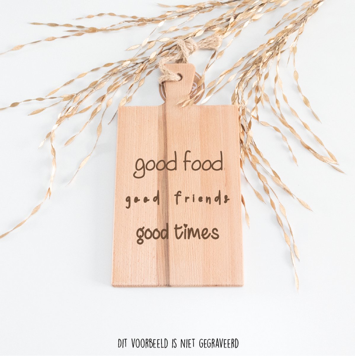 Serveerplank vrienden - gegraveerde houten hapjesplank - Good food, good friends, good times
