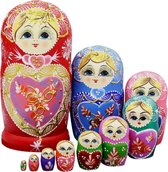 Matroesjka Poppen - 10-delig - Baboesjka - Matroesjkas - Babushka / Matruska - Russian Nesting Dolls - Rusland - Kerstcadeaus / Kerstcadeau