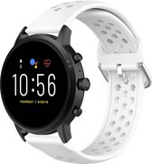 Siliconen Smartwatch bandje - Geschikt voor  Fossil Gen 5 siliconen bandje met gaatjes - wit - Strap-it Horlogeband / Polsband / Armband
