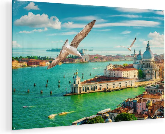 Artaza Glasschilderij - Venetië Stad vanuit Boven - 135x90 - Groot - Plexiglas Schilderij - Foto op Glas