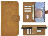 Huawei P50 Hoesje - Bookcase - Pu Leder Wallet Book Case Bruin Cover