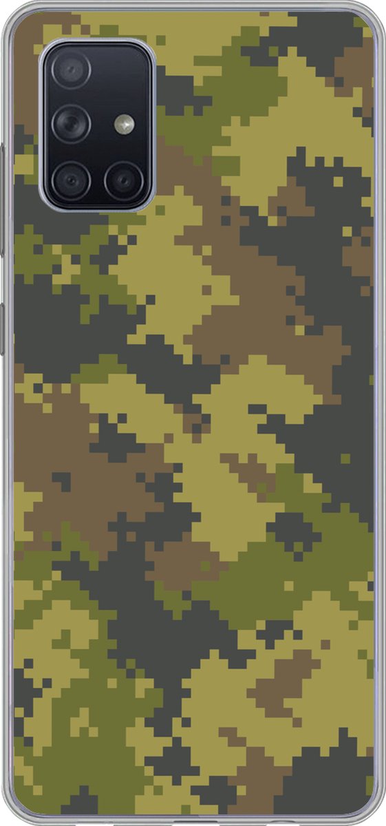 Telefoonhoesje Geschikt voor Samsung Galaxy A51 5G hoesje - Geïllustreerd camouflage patroon van pixels - Siliconen Telefoonhoesje Telefoonhoesje